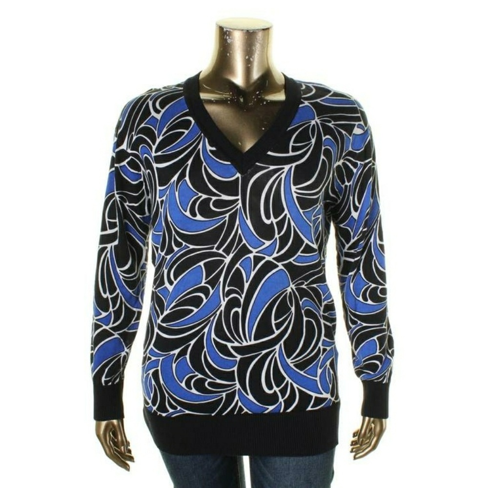 Michael Kors V neck Sweater Printed size M BLUE